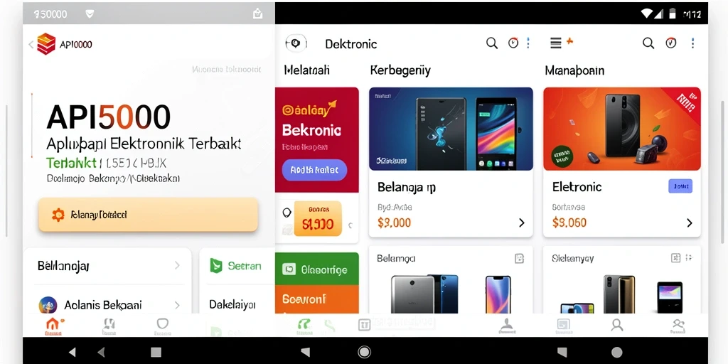 Tampilan aplikasi API5000 menampilkan produk elektronik dengan jelas dan atraktif.