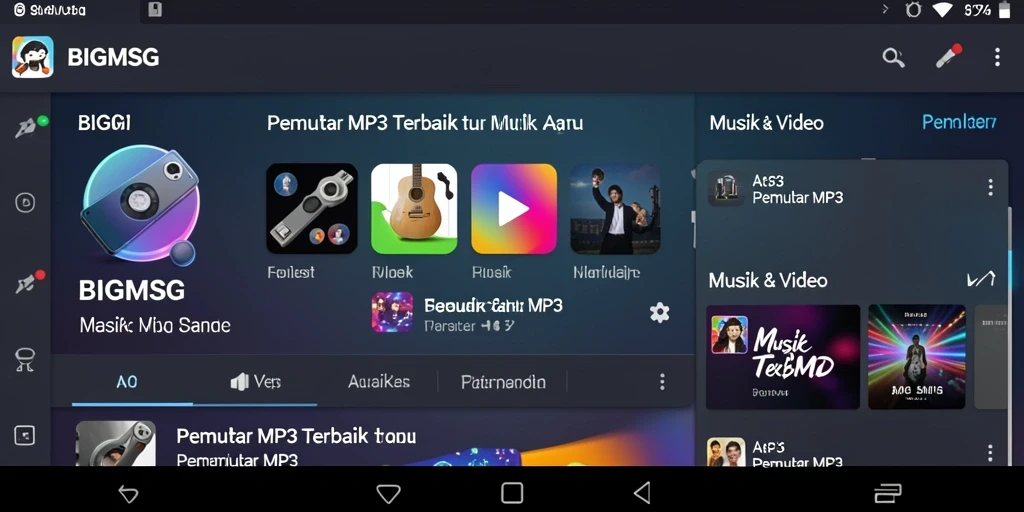 Tampilan antarmuka menarik dan fungsional dari BIGMSG Pemutar MP3.