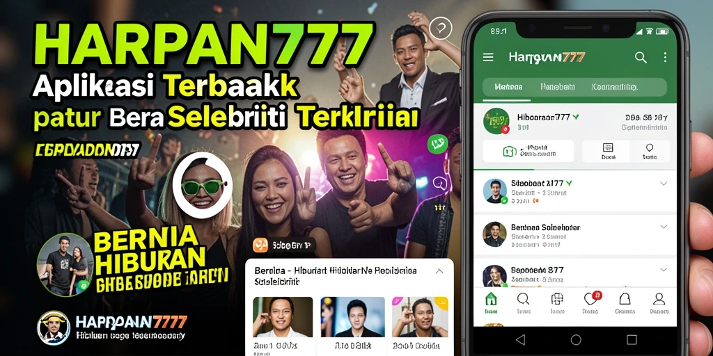 Tampilan antarmuka aplikasi HARAPAN777 dengan berita selebriti terkini.