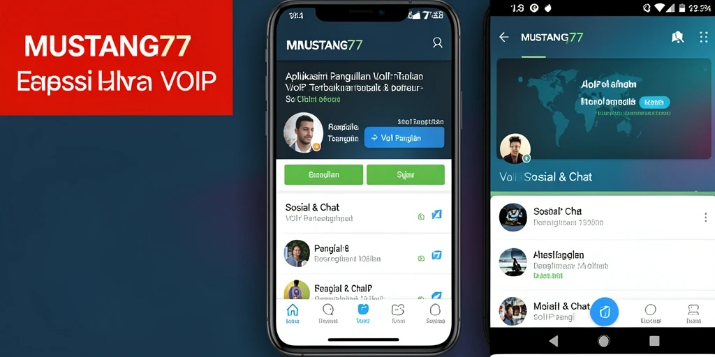 Antarmuka pengguna MUSTANG77 saat melakukan panggilan VoIP.