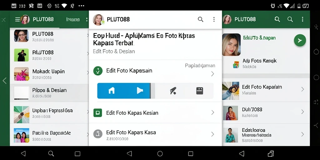 Antarmuka PLUTO88 menampilkan alat edit foto dengan efek kertas kaca yang menarik.