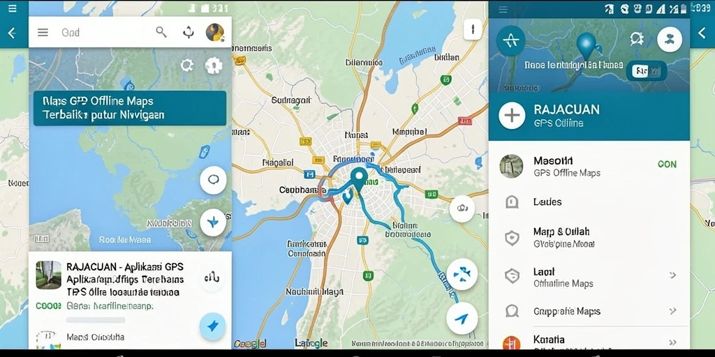 Antarmuka RAJACUAN yang intuitif untuk GPS Offline Maps.