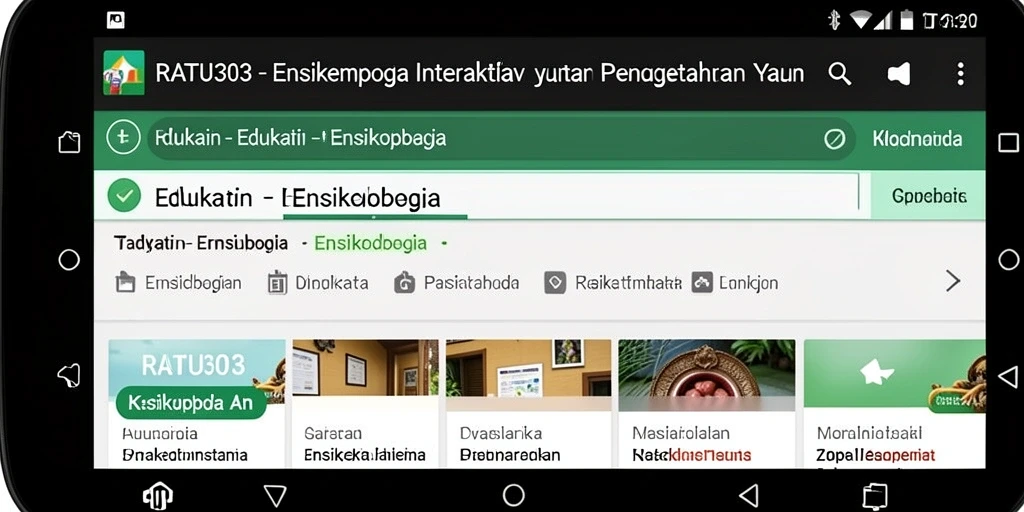 Screenshot antarmuka RATU303 yang menunjukkan fitur ensiklopedia yang menarik.