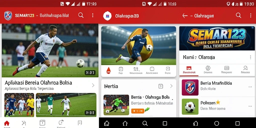 Tampilan antarmuka aplikasi SEMAR123 yang memudahkan akses berita olahraga bola.
