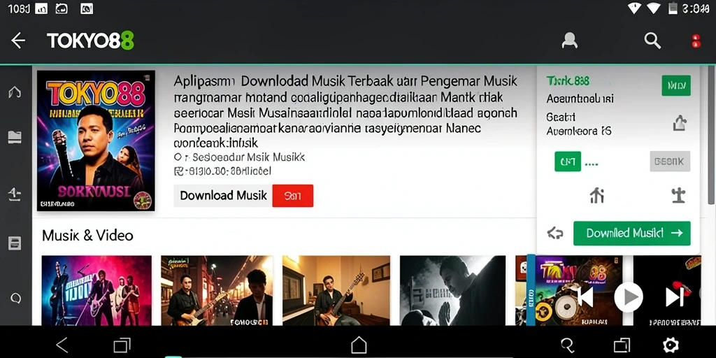 Tampilan antarmuka TOKYO88 yang intuitif untuk Download Musik.