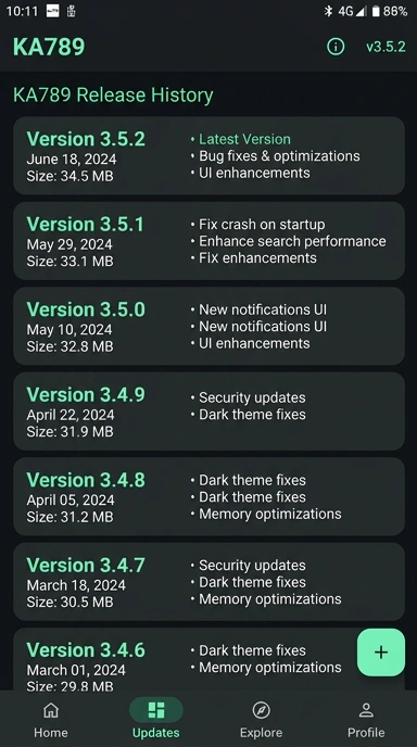 Riwayat Versi Aplikasi ka789 untuk Pengguna Android